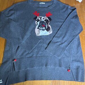 Lisa Todd Large cashmere blend bulldog sweater holidays